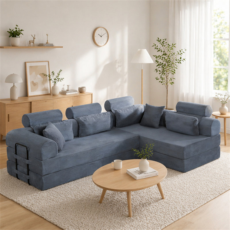 Canapé modulaire en L Boneless, Gris