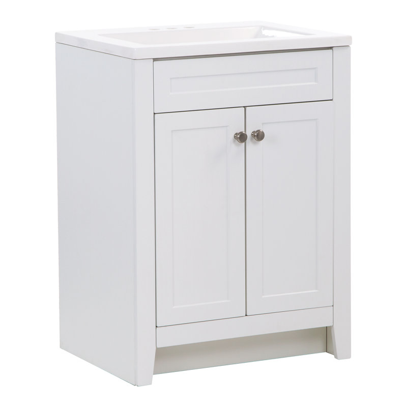 White 25" Single Bathroom Vanity with Cultured Marble Top