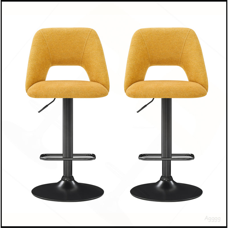 Ensemble de 2 tabourets de bar réglables Nuvia, Jaune / Noir