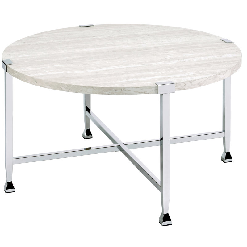 Chêne blanc et table basse - industriel, rond présenté, aspect industriel