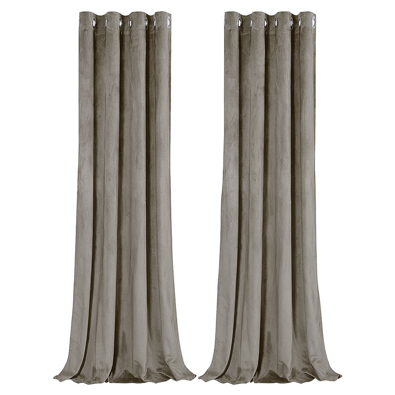 Velvet Room Darkening Curtain Panel Pair, 117cm Width x 137cm Drop, Brown