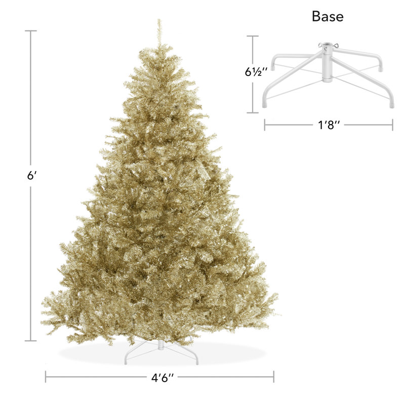 6' Gold Artificial Christmas Tree with Metal Stand
