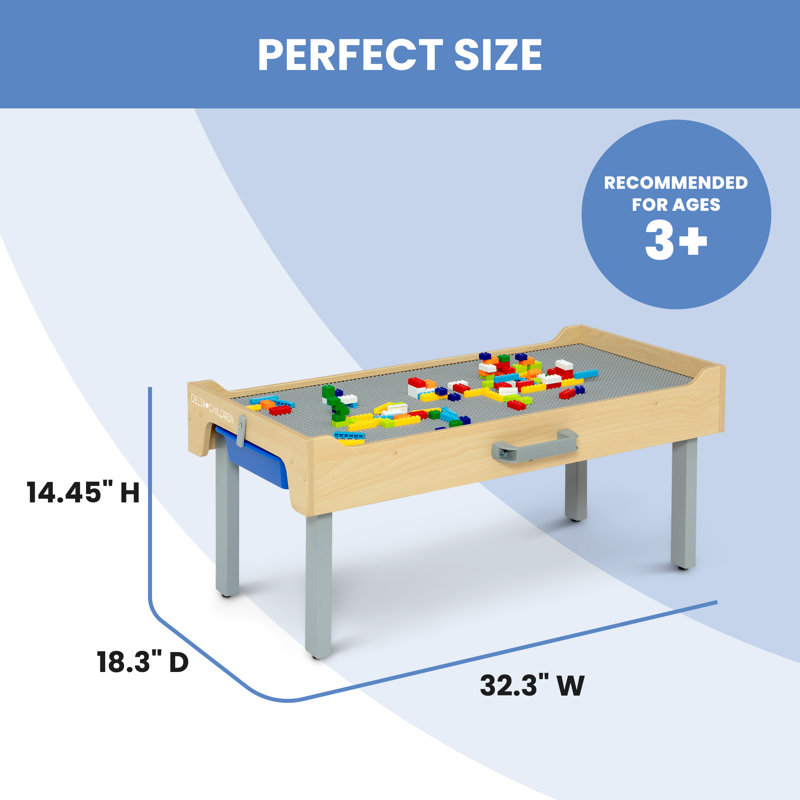 Gray Wooden Folding Play Table with Storage Bins
