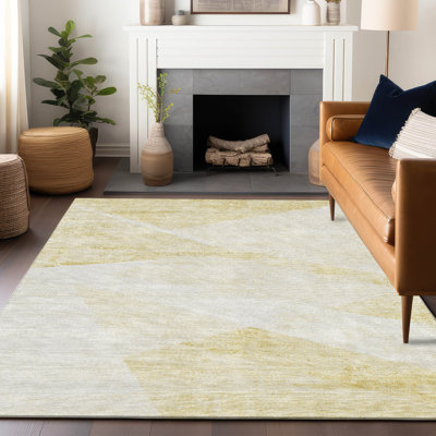 Premium Machine Washable Prisco Gold Rug