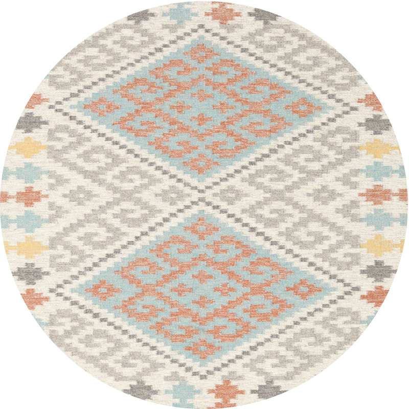 Tapis contemporaine jaune/brun/gris, Rond 3 pi