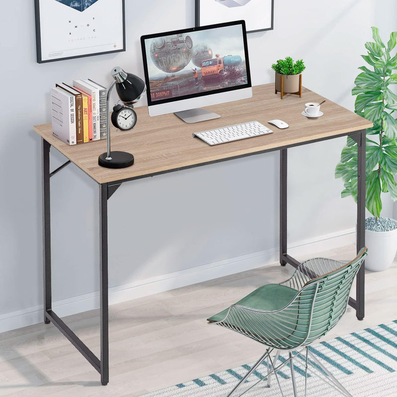 computer desk study desk, Nature/Black, 29.7" H x 47.2" W x 19.7" D