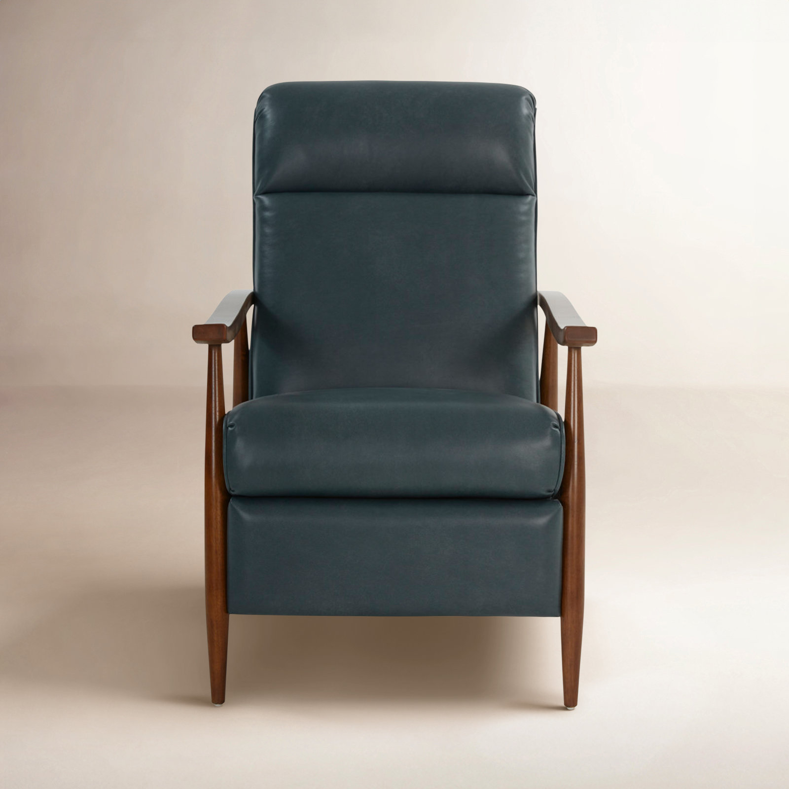 27" Genuine Leather Manual Recliner, Roma Bluegray Genuine Leather