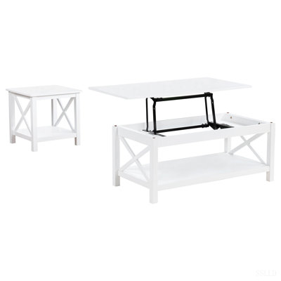 Slater White Lift-Top Coffee Table Set