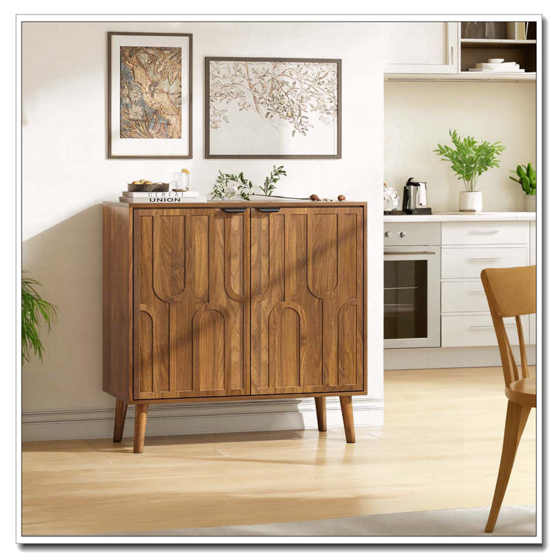 Sideboard Buffet Cabinet With Storage, Farmhouse Buffet Cabinet With Paper Clip Design