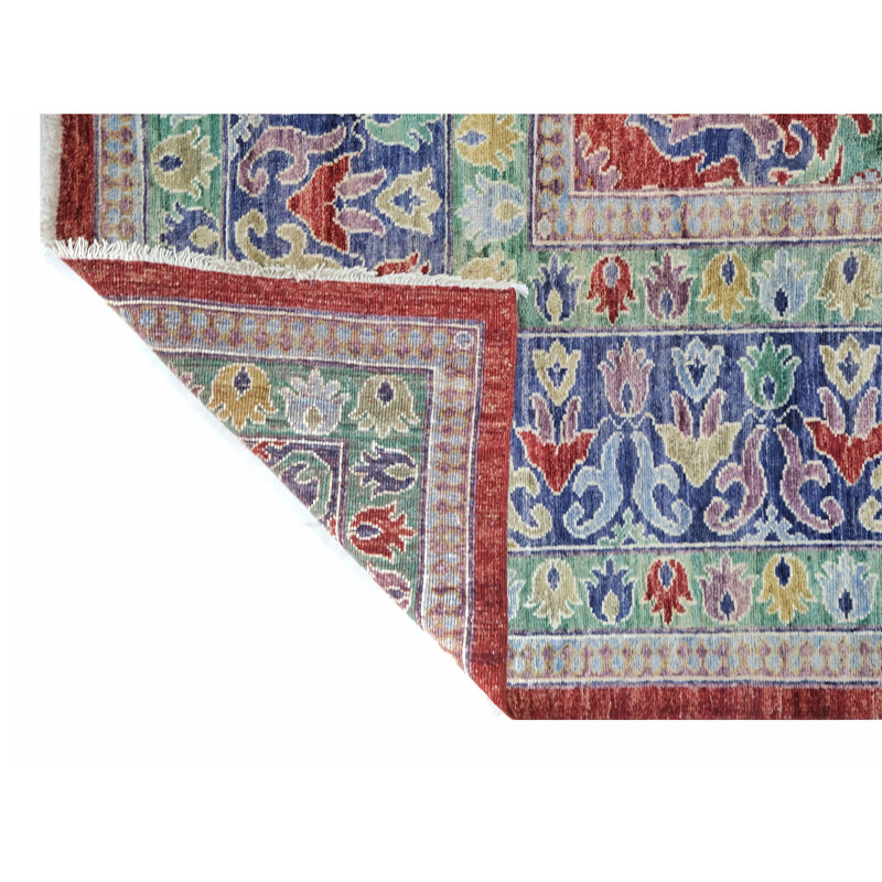 Hand Knotted Wool Area Rug in Red And Purple