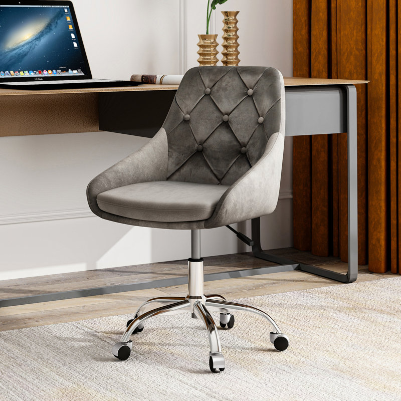 Chaise de salle à manger moderne en velours et - douce, ergonomique, réglable en hauteur. Gris, métal, capacité de charge maximale de 200 lb avec pieds réglables. Prises