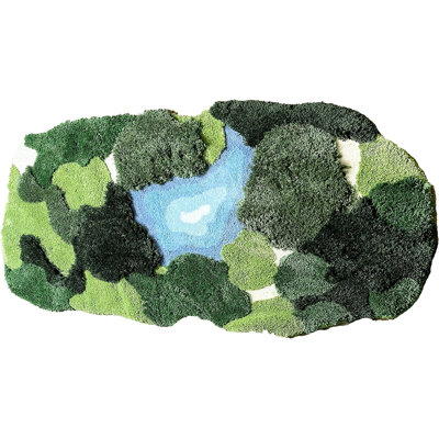20x35 Inch 3D Moss Rug,Shag Carpet Leaf Area Bathroom Rugs