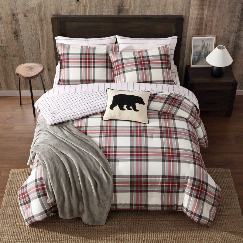 Ensemble d'édredon en flanelle de coton rouge Eddie Bauer Serendipity, Twin Comforter