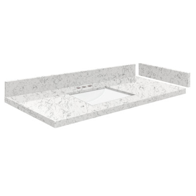 37'' Quartz Single Vanity Top with Sink and 3 Faucet Holes -  Transolid, VT37x22-1RU-LYR-4