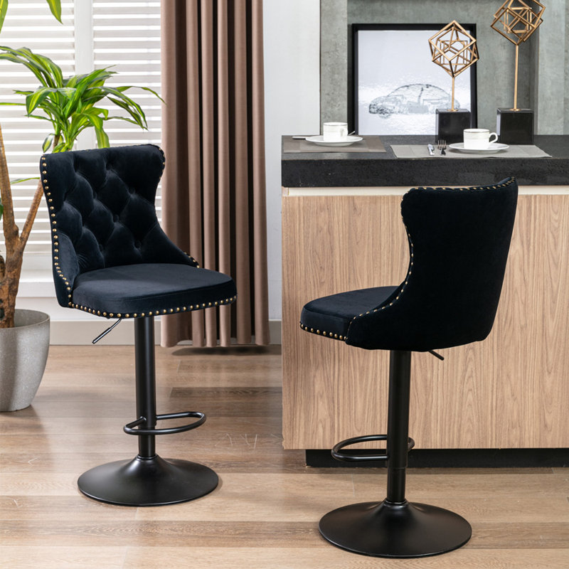 Tabouret pivotant à hauteur réglable Julias, Noir / Noir