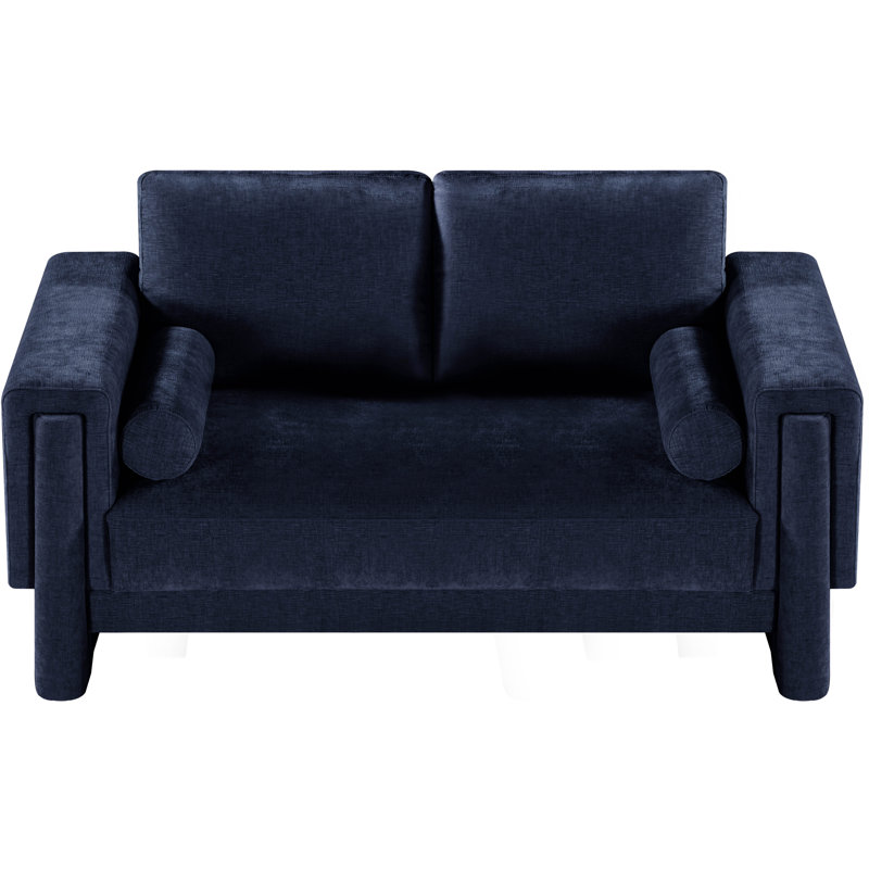 Ivanio Upholstered 65'' Loveseat, Navy Chenille Fabric