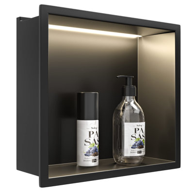 Niche de douche en acier inoxydable 12 pouces avec bande de lumière DEL