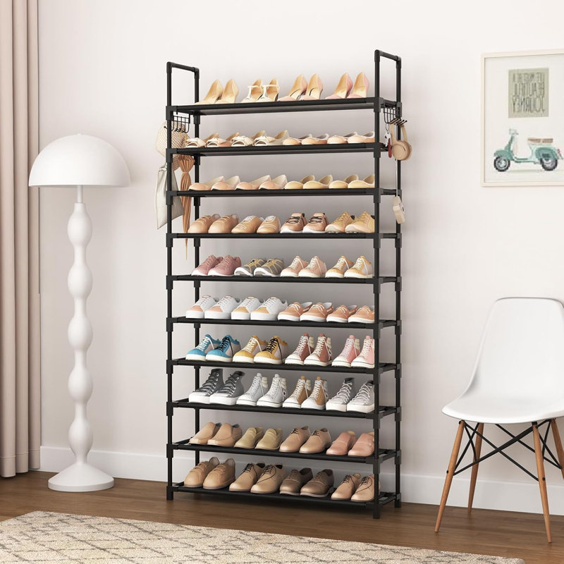 Range-chaussures à 10 niveaux - Rangement grande capacité pour 50 paires avec deux crochets