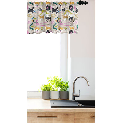 Ambesonne Cartoon Valance Pack of 2 Funny Animal Dogs Doodle Multicolor -  val-2_134367_12x54