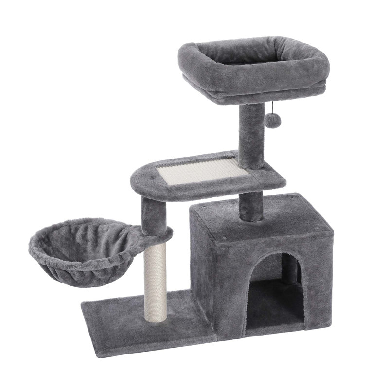 Plush Cat Tree Tower With Large Condo, Hammock And Sisal Scratching Post