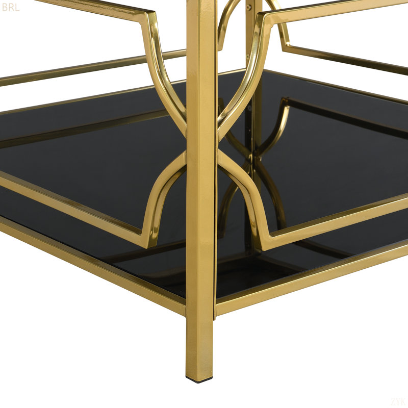 Table basse carrée en verre, Noir
