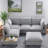U-shaped Sectional Sofa Couch With A Movable Ottoman And A Coffee Table With Hidden Charging Devices-402062357