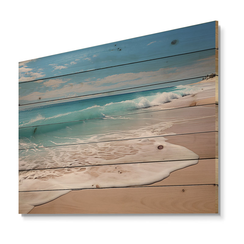 «Oceanic Beach Harmony» - art mural en bois côtier sur bois de pin naturel, H 30 po x l 40 po