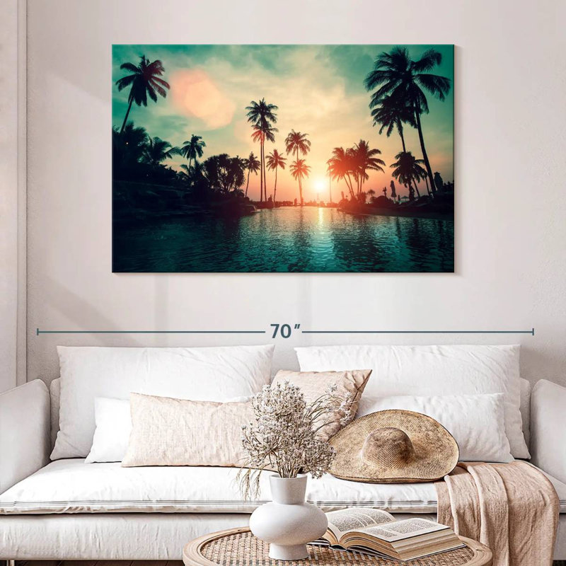 Gillard Soft Sunset Over Palm Trees, 32" H x 48" W