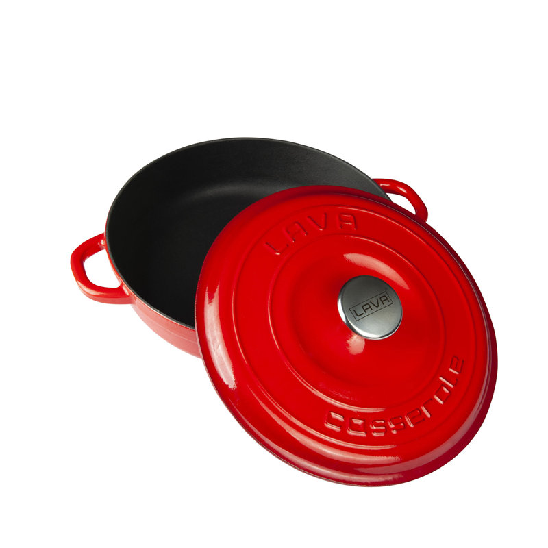Braisière en fonte émaillée à lave de 3,45 pte Série ronde Heritage avec couvercle tendance, Rouge
