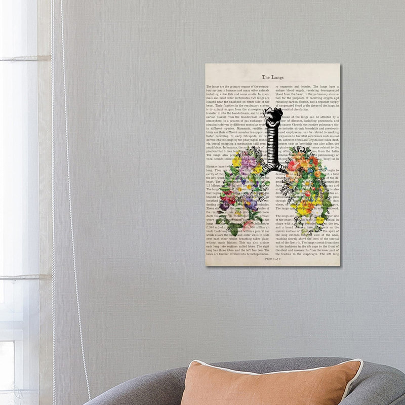 The Lungs With Flowers by Aged Pixel - Wrapped Canvas Print, 66.04 cm H x 45.72 cm W x 1.91 cm D