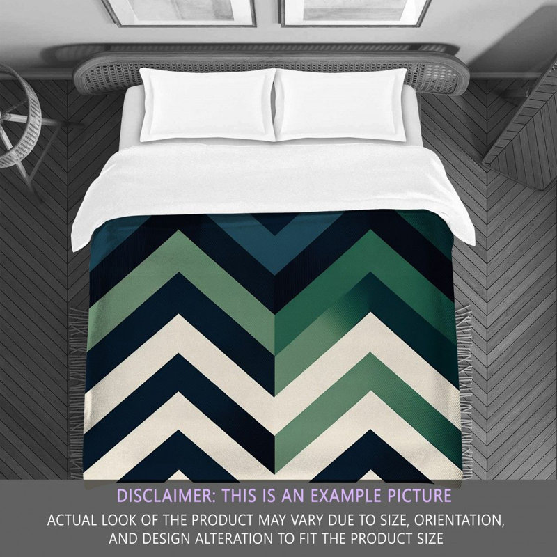 Checkered Comforter, King Comforter, Green/Navy Chevron