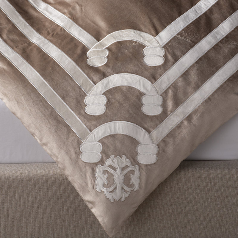 Angie Luxurious Champagne & Ivory Velvet King Duvet Cover