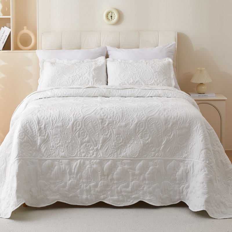 Ensemble de couvre-lit réversible surdimensionné en microfibre 3 pièces , Blanc