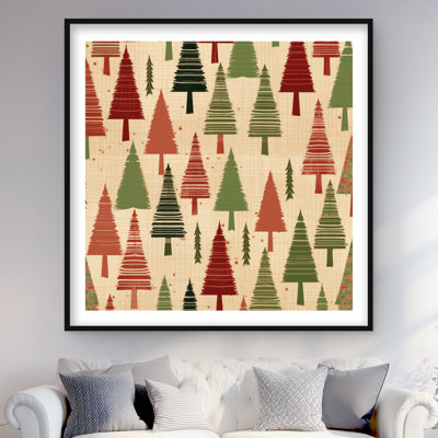 Motif de sapin de Noël - imprimé turquoise encadré