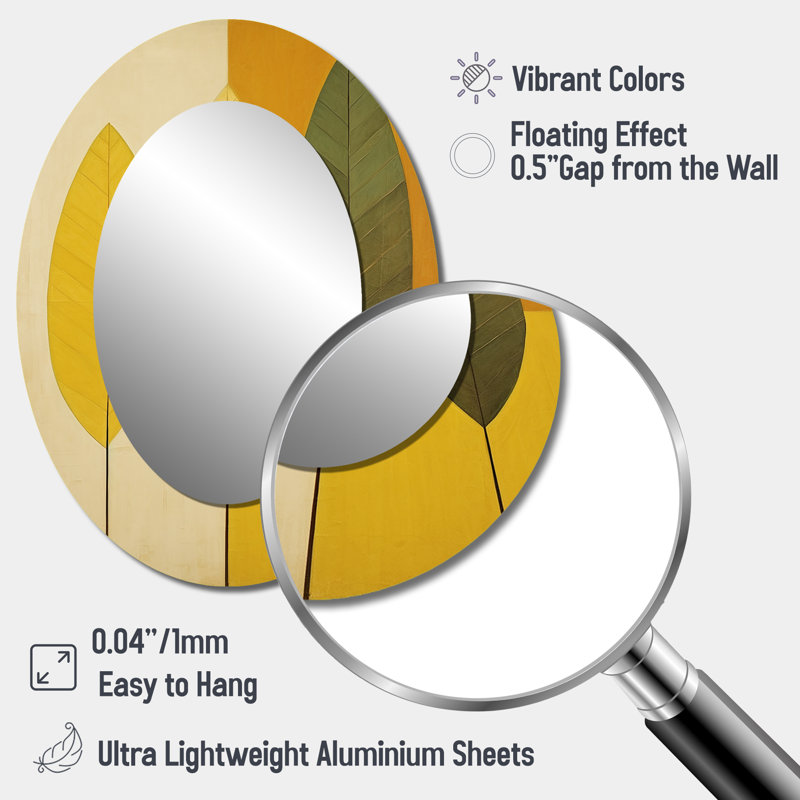Harmony In Honey Folage II - Yellow Oval Wall Mirror Decor, 40" x 30"