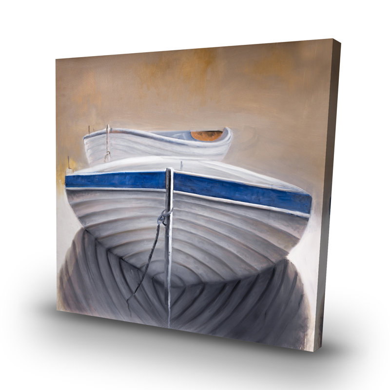 Two canoe boats - 32"x32" art on canvas
