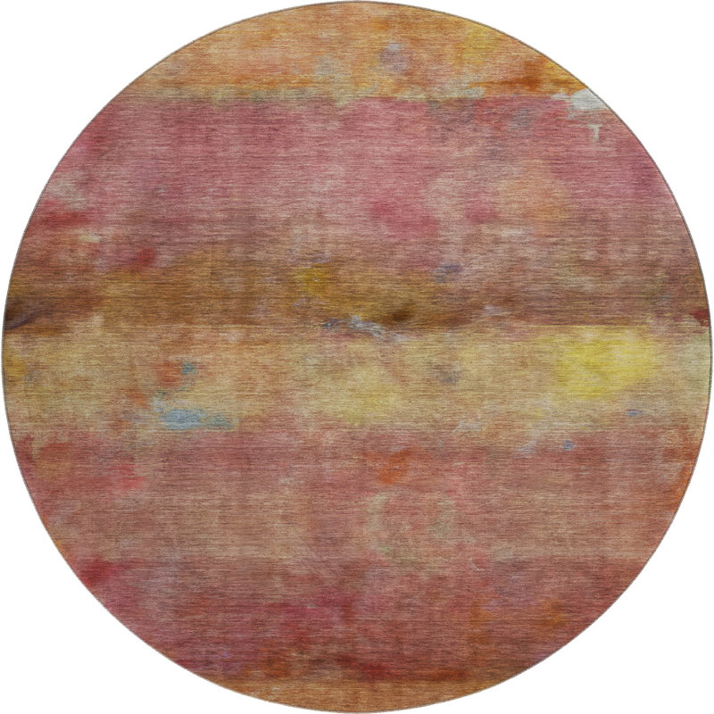 Premium Machine Washable Mayfield AMF2311 Stripes Rug, Orange, 8' Round