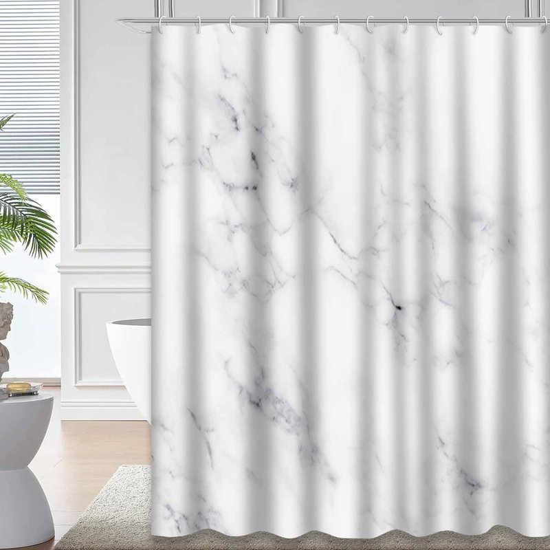 Rideau de douche blanc imperméable, rideaux de douche pour la salle de bain avec 12 crochets, 72" L x 84" W