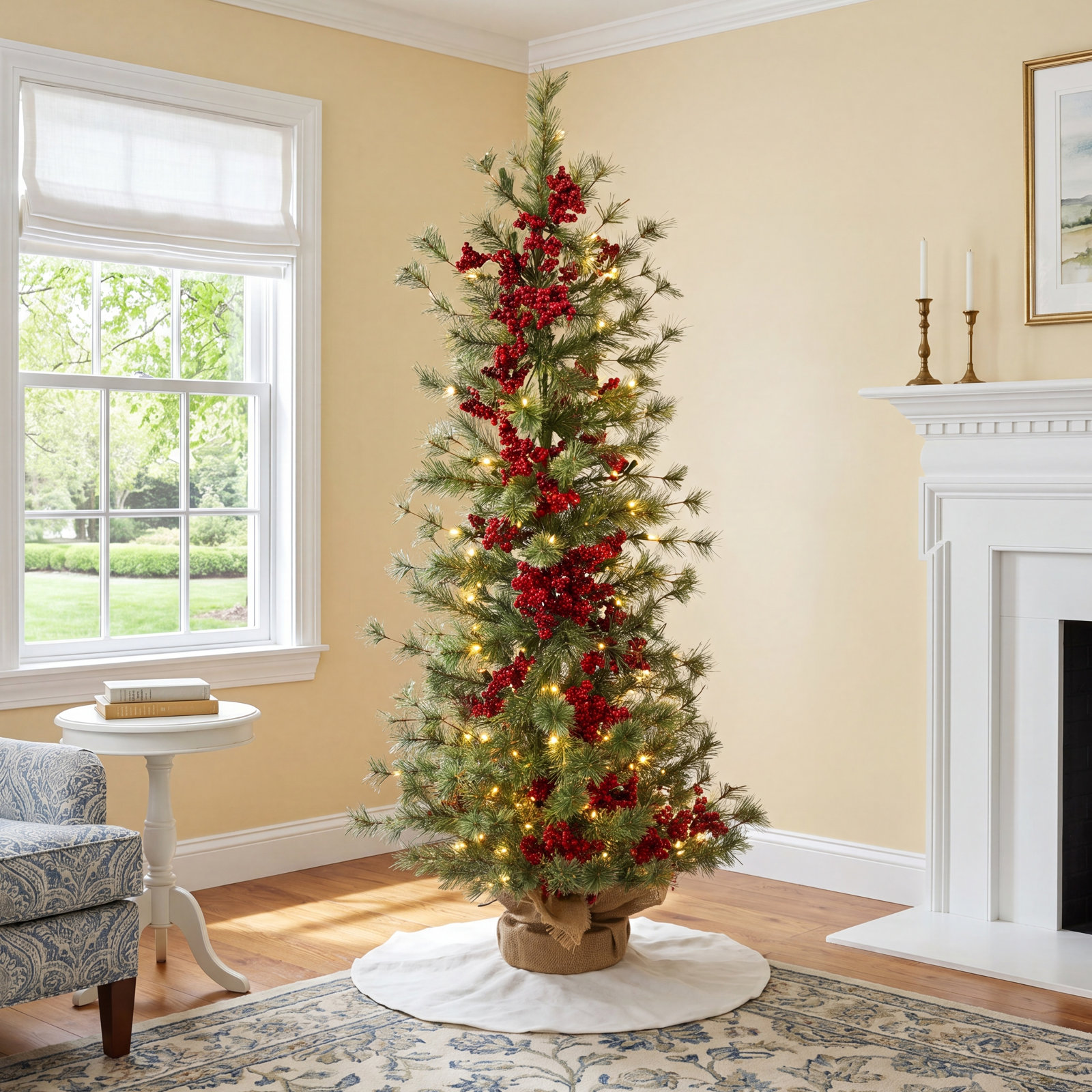 48' Lighted Artificial Pine Christmas Tree