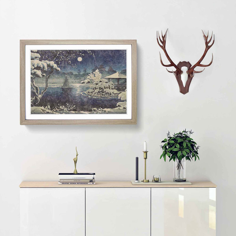 Moon over Hibiya by Tsuchiya Koitsu - Framed Print, Oak Framed, 27cm H x 36cm W x 2cm D