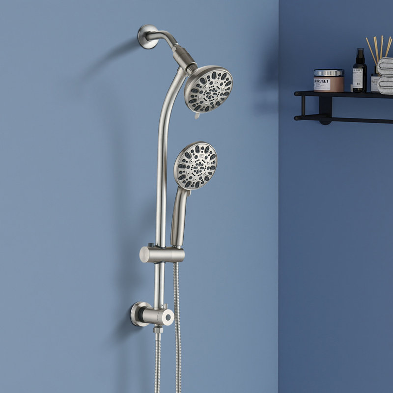 Tête de douche à pluie murale 5 pouces avec douche à main multifonction Topcraft, Nickel brossé