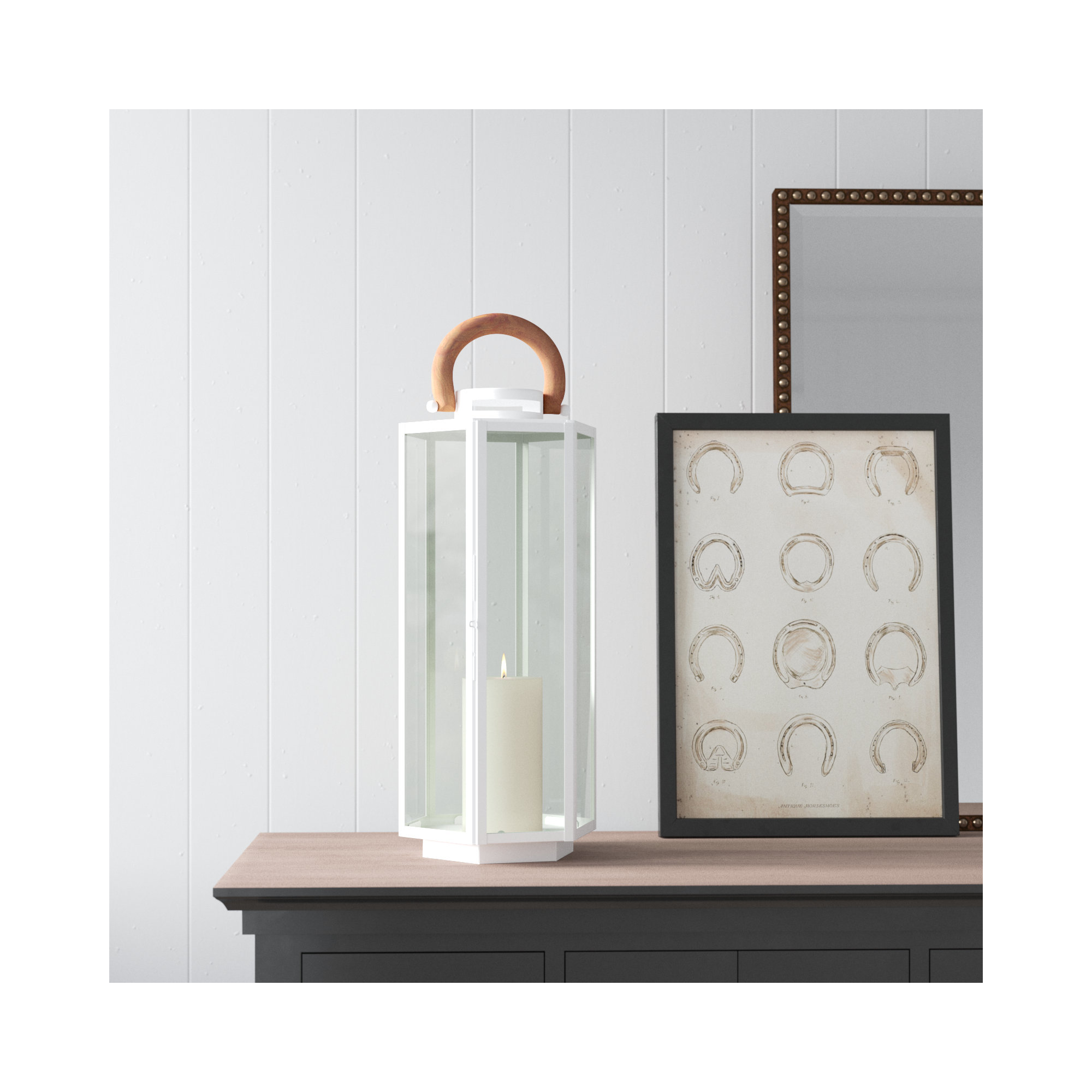 Outdoor Lantern, 29" H x 8" W x 9" D, Stainless Steel/Silver