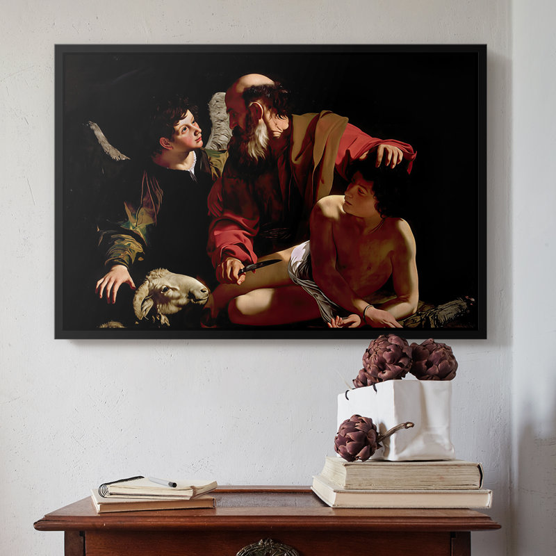 Le Sacrifice d'Isaac (version Uffizi), v. 1603 - Toile tendue avec châssis Caravaggio, 16 x 24, Noir