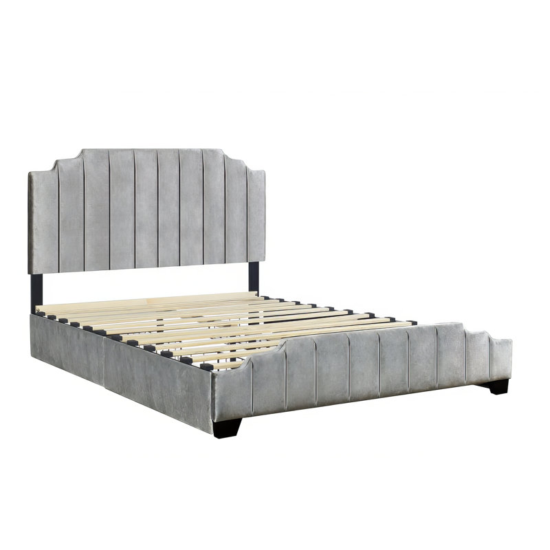 Lit de rangement tapissier standard Kaiyas, gris, Double
