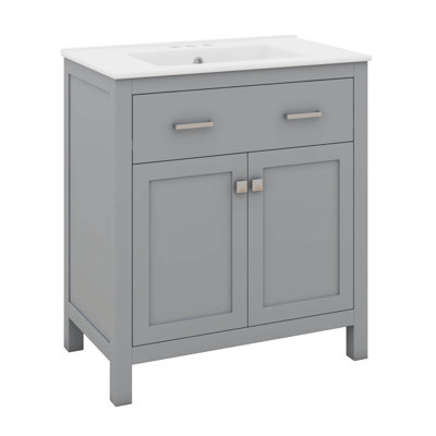 60" Bathroom Vanity Set With Double Sink, Vanity Cabinet With Flip Drawer, 2 Doors, And Adjustable Shelf, Solid Wood Bathroom Cabinet