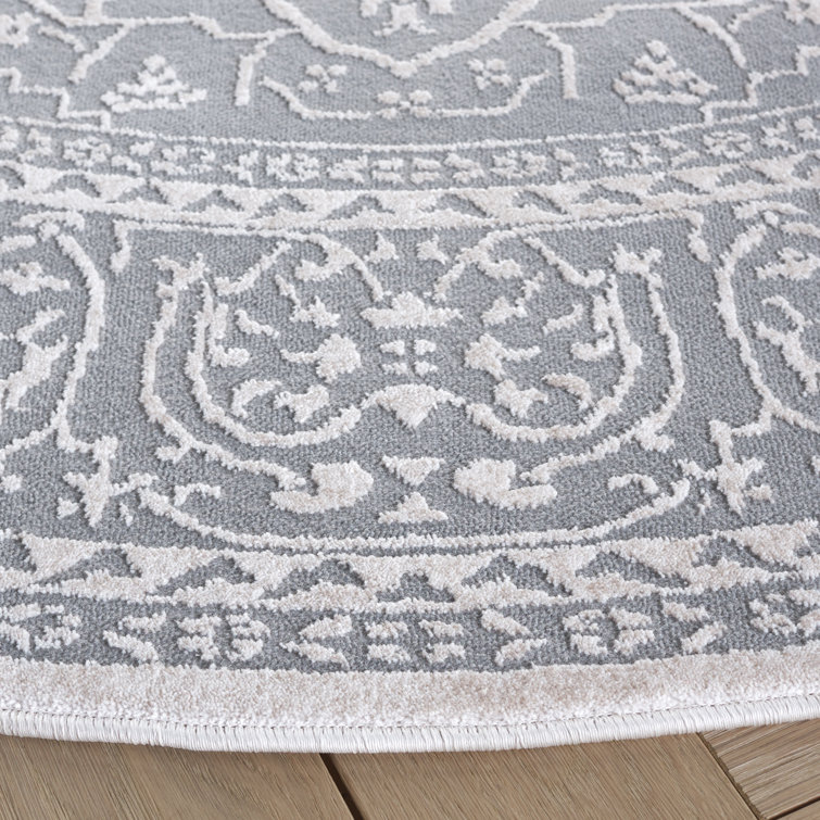 Calidia Floral Light Gray/Cream Area Rug