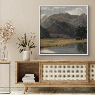 Mountain " Serene Mountain Valley Pastoral Landscape Nature Wilderness Illustrations Rustic Zen Colorful "