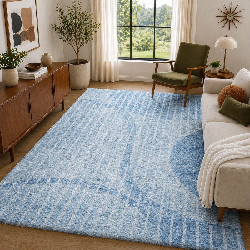 Tapis à poils longs de qualité supérieure lavable à la machine Dream ADS723, Bleu, 5 pi x 7 pi 6 po