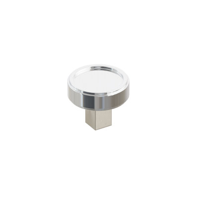 Emtek SELECT Cabinet Knob Square Stem Polished Nickel Smooth Bar Satin Brass
