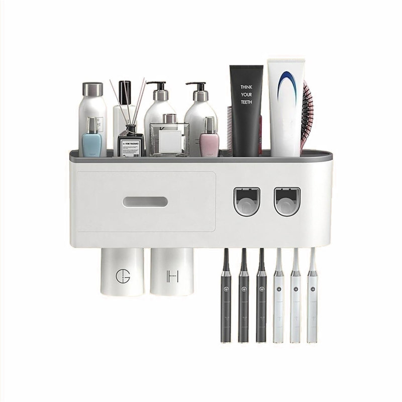 2-Pack Automatic Toothpaste Dispenser & Toothbrush Holder, 2 Cups Included